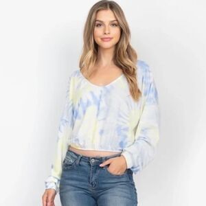Tie Dye V-Neck Soft Long Sleeve Top